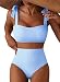 Herseas Women's Striped Bikini Sets Shoulder Strap Knot Removable Pads 2 Piece Swimsuits High Waisted Tummy Control Bathing Suits Teen Cruise Essentials Medium Blue Stripes