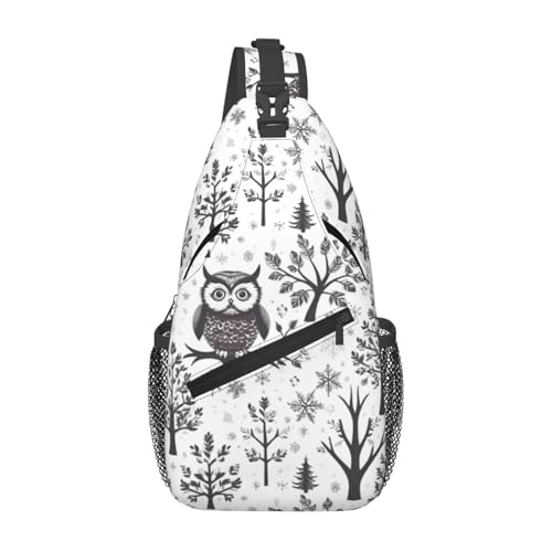 Mochila bandolera con estampado de ramas de búho