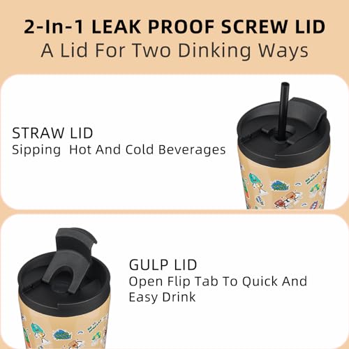 Image of BJPKPK 30 oz Coffee Tumbler with Straw, Insulated Stainless Steel Cup