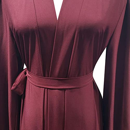 Abaya longue bordeaux en taille L avec manches longues et col V - 4