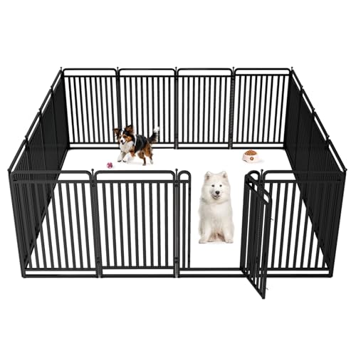 Image of New Thickened Version Dog Playpen, 40 Inch Dog Fences for The Yard, Portable Outdoor Dog Playpen for Large /Medium /Small Dogs, Foldable Metal Dog playpen, with Doors (16 Panels, 40 Inch)