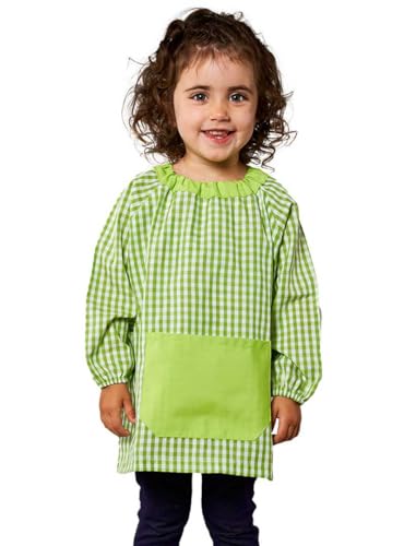 KLOTTZ PONCHO - Babi poncho sin botones guardería. Bata escolar cómoda de vestir perfecta para comedores y colegios. bebé-niños color: PISTACHO talla: 2