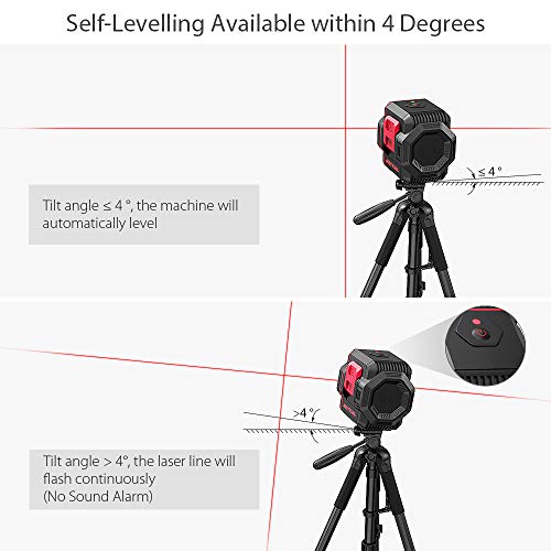 Laser Level, Meterk Cross Line Laser with Measuring Range 50ft, Switchable Self-Leveling Vertical and Horizontal Line, Rotatable 360 Degree with Flexible Magnetic Base, Battery Included - Thumbnail 5