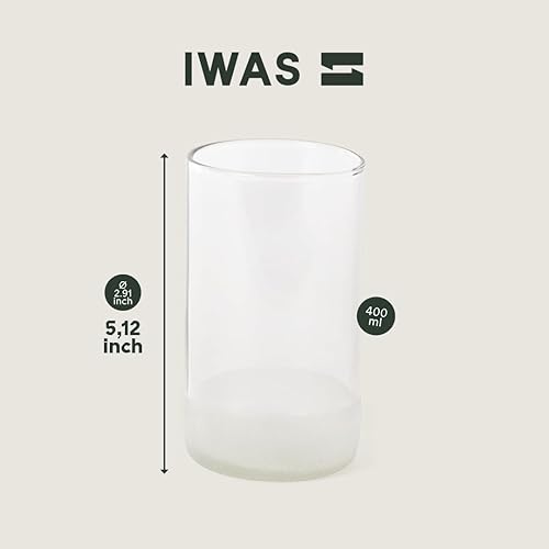 Miniatura 3 de IWAS Upcycled - Vasos altos transparentes para beber | 12 onzas | Juego de 6 vasos de agua y cóctel sostenibles para el hogar | Respetuosos con el