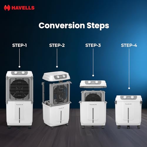 Image of Havells 2-in-1 Convertible 80 L Desert Air Cooler for room| Dual functionality & easy storing| Can be used as side table| 5 Leaf Metal Blade Fan| Powerful Air-Delivery| Bacteria shield honeycomb pads