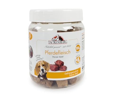 TACKENBERG Gefriergetrocknetes Pferdefleisch für Hunde - 80 g - natürlicher Kausnack in Premiumqualität - schonend getrocknet - reines Naturprodukt zur Belohnung, als Snack oder Leckerli