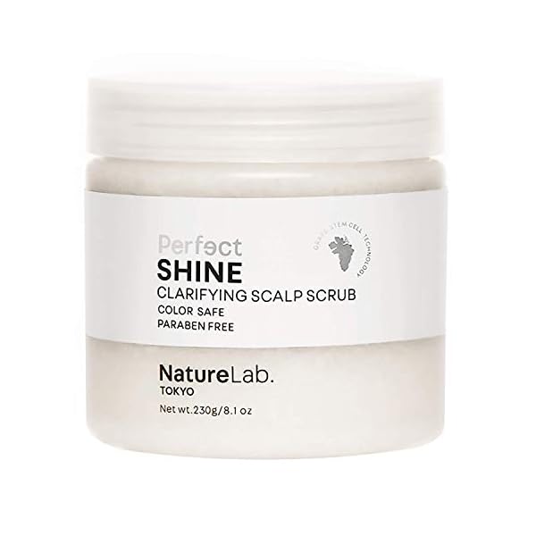 NatureLab-Perfect-Shine-Scalp-Scrub-Gentle-Exfoliating-Scalp-Treatment-with-Grape-Stem-Cells-Pearl-for-Shiny-Hair-Moisturizing-Hyaluronic-Acid-Paraben-Sulfate-Free-81-oz230-g NATURELAB. TOKYO Perfect Clean Clarifying Scalp Scrub: 2-in-1 Shampoo and Scalp Scrub Hair Treatment to Clarify and Remove Product Buildup for Immense Shine I 8.1 OZ / 230G