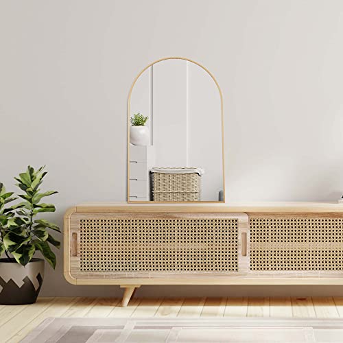 Faruifett Arched Wall Mirror, 24X36 Gold Modern Wall Mounted Mirror, Aluminum Alloy Frame Decorative Mirrors For Bedroom Living Room Entryway #TOP7