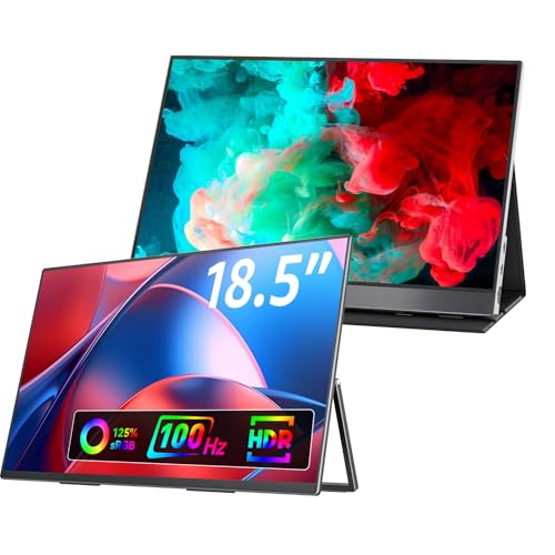 Image of VisionOwl Portable Monitor Bundle 18.5inch 100Hz & 15.6inch 60Hz 1080P FHD Portable Screen USB-C HDMI IPS HDR Computer Display with Speaker for Laptop PC MacBook Surface Xbox PS5