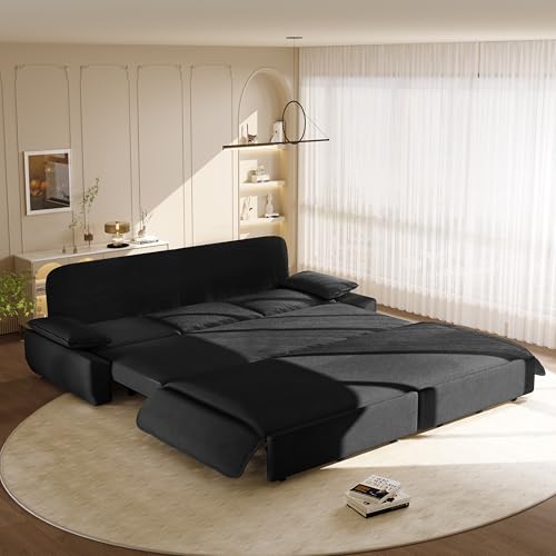 KEIKI 94.5" King Pull-Out Sofa Bed, 3-in-1 Convertible Couch with Reclining Comfort, Soft Corduroy Cloud Seating for Movie Nights, Game Rooms & Large Living Spaces