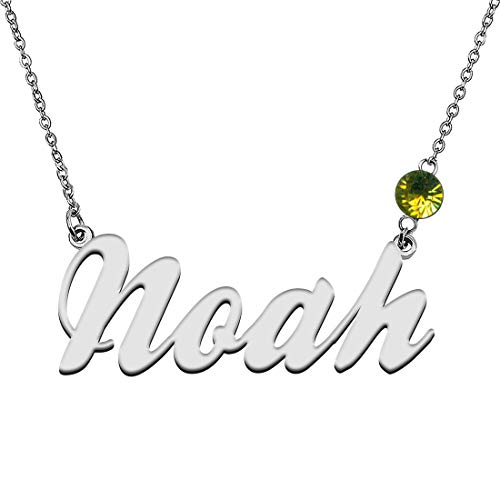 GR859C Personalized Charm Name Necklace with Birthstone for Best Friends Noah