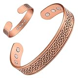Feraco 12X Strength Wide Copper Bracelet for Men Magnetic Bracelets for Men with Neodymium Magnets, Pure Copper Jewelry Cuff Bangle, Adjustable with Giftable Box (Chain)
