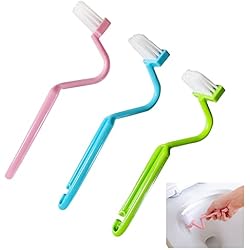 ZENVALY Escobilla de Baño, 3 Piezas Cepillo WC Limpieza Curvado, Cepillo de Borde del Inodoro Curvado Aseo Plástico Cepillo de Limpieza WC Esquina del Ajuste, Limpieza Profunda