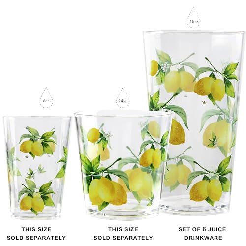 Calypso Basics Fresh Lemons by Reston Lloyd, 19oz Acrylic Ice Tea Drinkware, Set of 6, white, lemon, green - Image 8