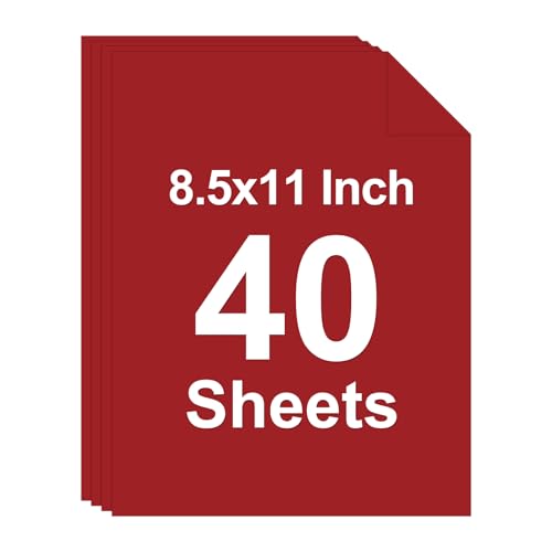 40 Sheets Colored Cardstock 8.5 x 11 Construction Paper Red Card Stock Paper Cardstock Printer Paper for Halloween Mothers Day Christmas Wedding Invitations DIY Cards Photo Art and Crafts
