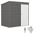 Outsunny 6' x 4' Outdoor Storage Shed, Metal Garden Shed with Lockable Door and Gloves, Tool Shed for Backyard Garden Patio Lawn, Dark Gray