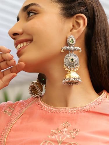 Image of Rubans Oxidised Dangle Earrings Boho Statement Jewellery Gift for Women & Girls