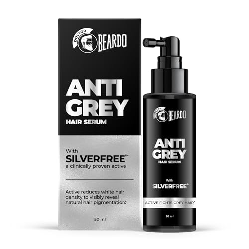 Beardo Anti Grey Hair Serum for Men, 50 ml | SilverFree™ Formula | Also contains Amla + Methi + Rosemary + Brahmi + Bhringraj extracts for Hair Shine | Lightweight and Non-Sticky