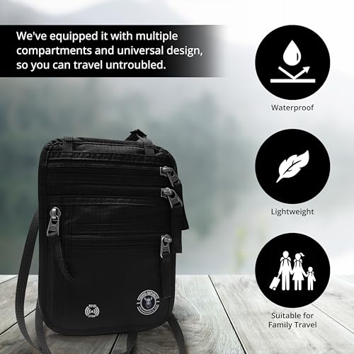 Image of Viking Republic - Neck Wallet - RFID Blocking Passport Wallet - Travel Pouch for Passports - Easy To Conceal