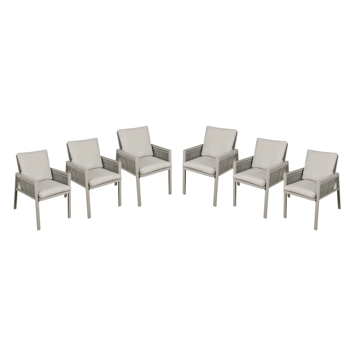 DellondaFusion Garden/Patio Dining Chair with Armrests, Set of 6, Light Grey - DG49