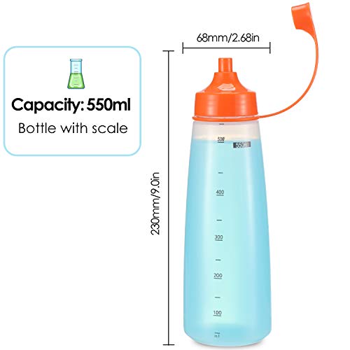Condiment Squeeze Bottle Wide Mouth, Ondiomn 2 Pack Clear Squeeze Bottles for Condiments, Paint, Ketchup, Mustard, Oil, Sauces, Paint, Resin, Baking, Cake Decorating, Cleaning, BPA Free-Food Grade