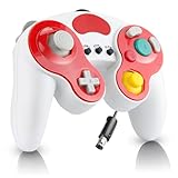 YSDZSW Upgraded GameCube Controller with TURBO Function, Classic Wired Controller for Wii/GameCube (White-Red)