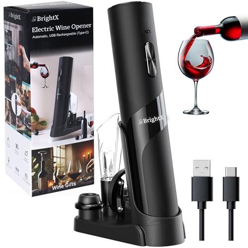 Modern Rechargeable Electric Wine Bottle Opener Gift Set – Cordless Automatic Cork Remover with Foil Cutter & Charging Base – Wine Accessories Kit | Best Wine Gifts for Women, Men & Wine Lovers