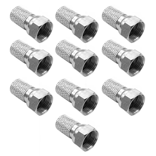 GVSS Lot de 10 Adaptateur Antenne TV 7mm, Fiche F,Connecteur F,Prise F,F Connector,Fiches F de 7mm de large,pour Câble d'Antenne Coaxial et Câble Satellite