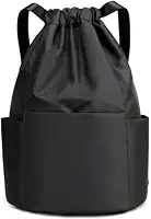 Mochila Saco Fechamento Em Cordão Mochila Academia Sacola Resistente À água Alça Ajustável Com Compartimento Marca Appari (Preto)