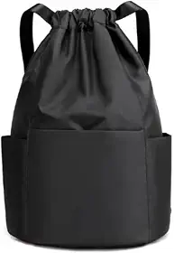 Mochila Saco Fechamento Em Cordão Mochila Academia Sacola Resistente À água Alça Ajustável Com Compartimento Marca Appari (Preto)