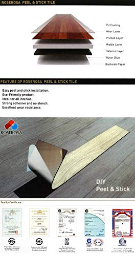 Roserosa Peel And Stick Engineered Pvc Tiles Metal Pattern Durable Vinyl Flooring (Eck-402 : Square 4 Tiles) #TOP7