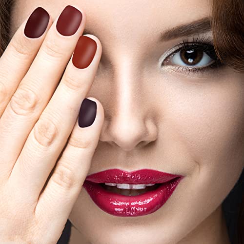 Xeaohesy 20 Sheets Dark Solid Color Nail Polish Strips With Nail File Self-Adhesive Retro Color Gel Nail Strips Full Nail Wraps For Women Nails Art #TOP3