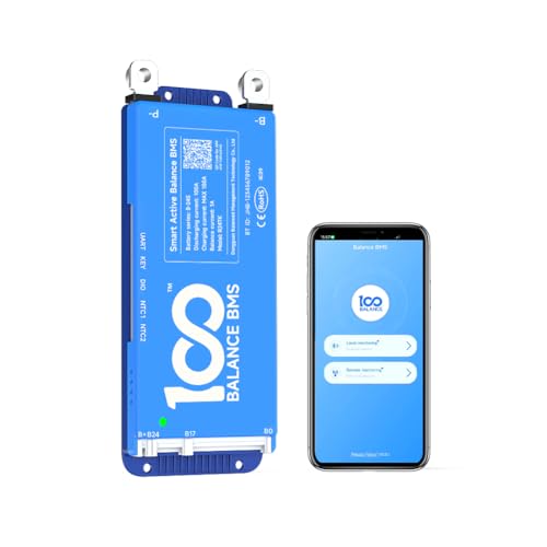 100BALANCE BMS 100A Active Balance 1A 4S-8S Build in Bluetooth Cell Balancing Smart PCB Battery Protection Board for Li-ion/Lifpo4/LTO Lithium Battery Pack
