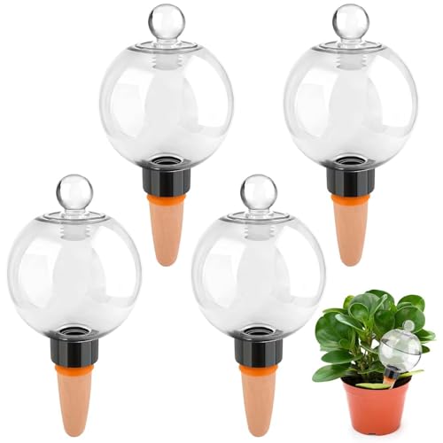 Bukbas BewäSserungskugeln, 4 Stück 500ml Automatische Bewässerungskugel für Pflanzen, Transparente Pflanzenbewässerung Indoor Für Pflanzen BewäSserung Von Zimmer Balkon und Gartenpflanzen