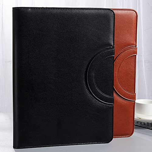 Porte-documents d'affaires en cuir noir avec fermeture éclair pour bloc-notes - 3