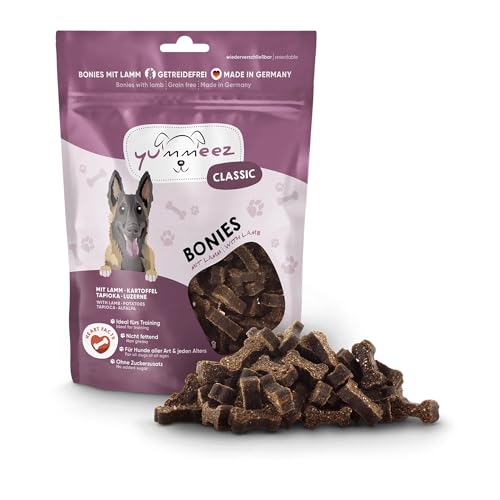 Yummeez Lamm Leckerli - Hundeleckerli als kleine Knöchelchen - getreidefrei mit hohem Fleischanteil - perfektes Leckerchen für Training oder Belohnung (1 x 175 g)