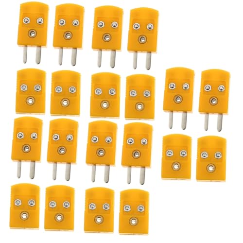 FUNOMOCYA 20 Pcs Hermaphrodite Connector K Type Thermocouple Probe 2 Pin Thermocouple Plug Thermocouple k Pin Thermocouple Plug Thermocouple Cable Type k Glass Fiber Filled Nylon Yellow