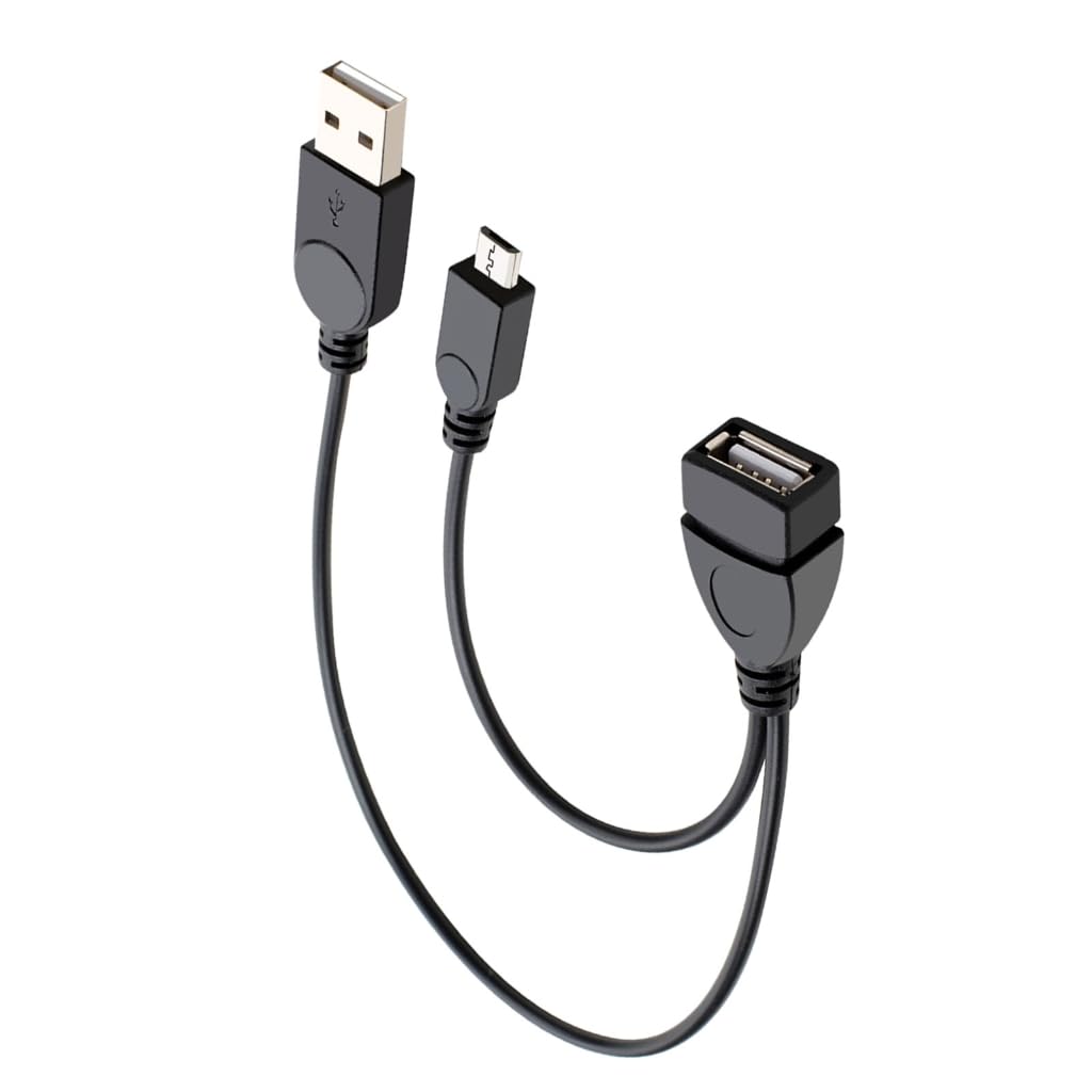 Elnwnnkc 2 in 1 MicroUSB to USB Adapter (Power Cable) USB Female to MicroUSB for Stick Classical