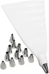 Kit de Bicos de Confeitar com Manga Reutilizável 12 Bicos de Aço Inoxidável Profissional