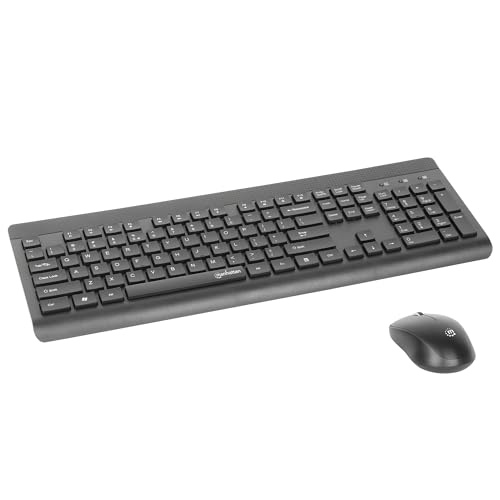 Image of Manhattan Wireless Keyboard and Mouse Combo Set - Full-Size, Quiet Typing, 1200 DPI Precision, Universal Compatibility, USB Receiver - 180771