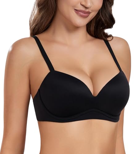 Image of HACI Women's Push Up Bra Wirefree Padded Plunge Everyday T-Shirt Comfortable Seamless