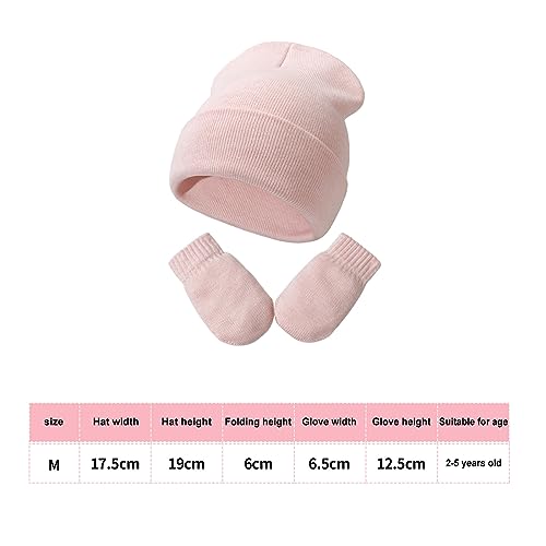 Image of Mittens Gloves Beanie Hat Set for Kids Baby Toddler, Winter Cute Soft Thick Warm Knit Pullover Cap Set for Boys Girls (Navy Blue)