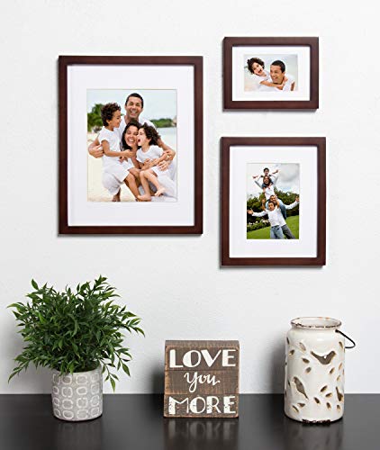 Designovation Gallery Wood Photo Frame Set For Customized Wall Display Walnut Brown 11X14 Matted To 8X10, Pack Of 4 #TOP1