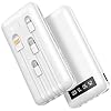Powerbank 26800mAh mit 4 integrierten Kabel, 22.5W Power Bank USB C Schnellladefunktion mit LED Display & Halterung, Externe Handyakkus für iPhone 17/16/15/14/13/12/11 iPad Samsung Galaxy schneeweiß
