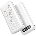 Powerbank 26800mAh mit 4 integrierten Kabel, 22.5W Power Bank USB C Schnellladefunktion mit LED Display & Halterung, Externe Handyakkus für iPhone 17/16/15/14/13/12/11 iPad Samsung Galaxy schneeweiß