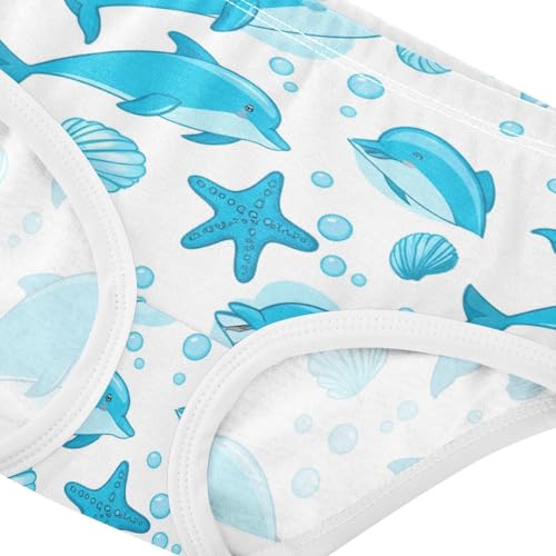 Cotton Toddler Girls Underwear Playful Blue Dolphins White Cute Panties Girl Bright Briefs Girls Undies 2t4