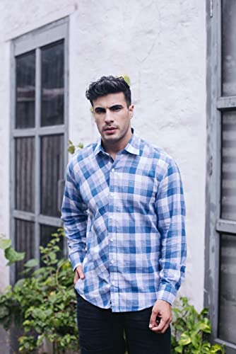 Image of SHIRT THEORY Blue Check Cotton Full Sleeves Casual Shirt for Men II Premium Cotton Shirt II Stylish Shirt for Men II Exclusive Men Casual Shirt II Luxury Shirts ||
