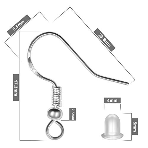 image for MENKEY 925 Sterling Silver Earring Hooks 120 PCS/60 Pairs, Ear Wires F
