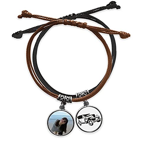 Bracelet Ellie Yao cadeau fille motif vague de mer et minibus rétro avec pochette incluse