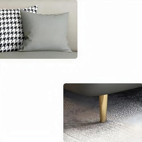 Image of Black Wood Modern Luxury Velvet Fabric 3+2+1 Seater Sofa in Bug Resistant Solid Wood for Bedroom, Living Room, Dining Room, Drawing Room, Home Office (Dark Grey & Beige, 6 Seater, Classic)
